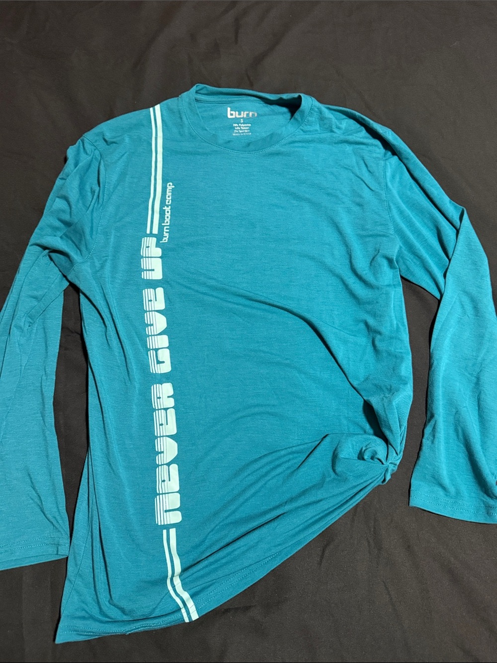 Unisex Teal Long-Sleeve Performance Shirt - Never Give Up